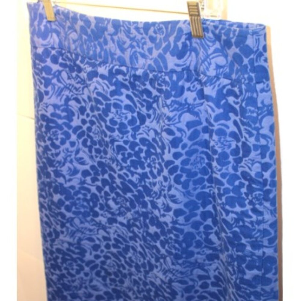 Loft size 12Tall Pencil Skirt - Blue on Blue Print; Fully Lined